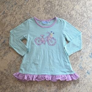 Trotter St. Kids Girls Size 5 Striped Emroidered Ruffle Trim‎ Tunic